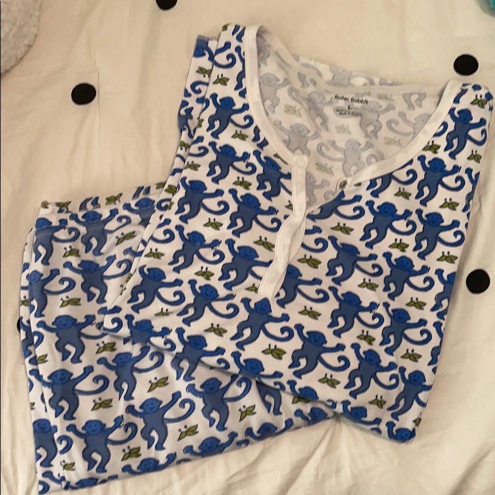 Roller Rabbit Blue Monkey Pajamas
